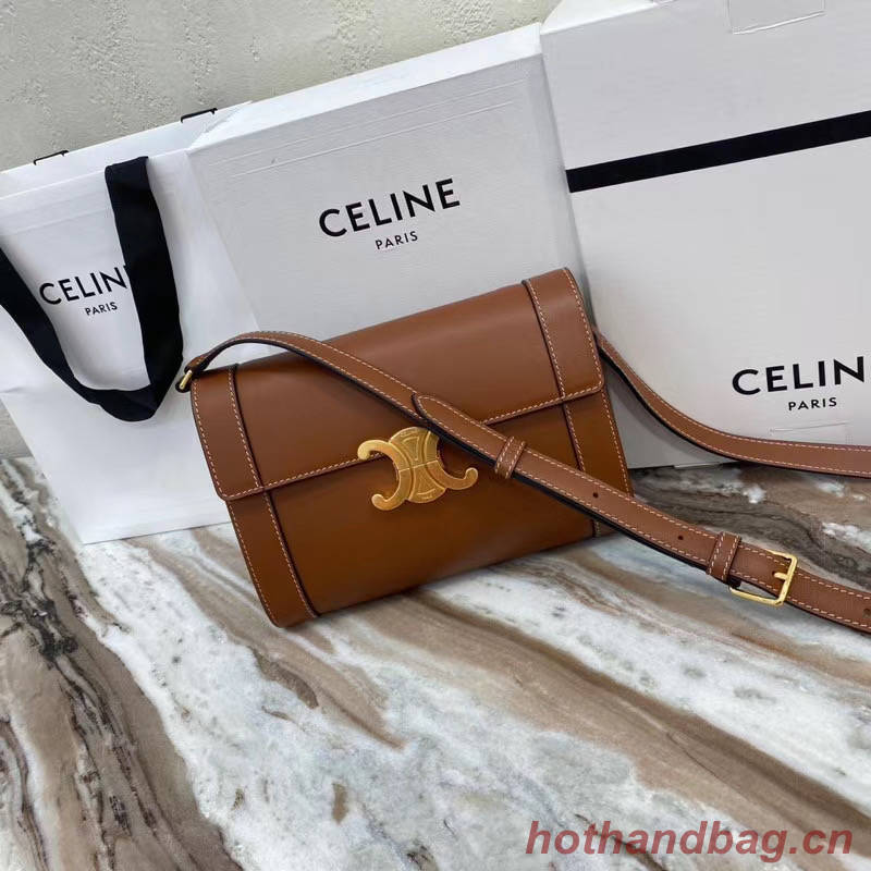 Celine TEEN TRIOMPHE BAG IN SHINY CALFSKIN 195263 brown