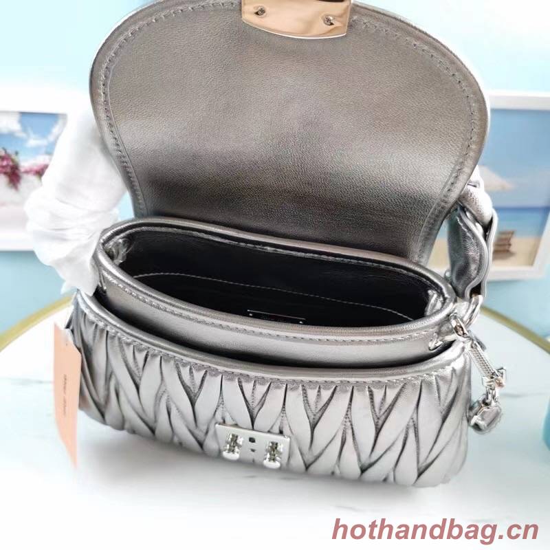 miu miu Matelasse Nappa Leather Top-handle Bag 6998 Silver