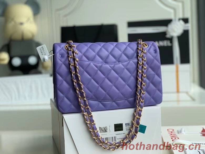 chanel classic handbag Lambskin & gold Metal A01112 Purple