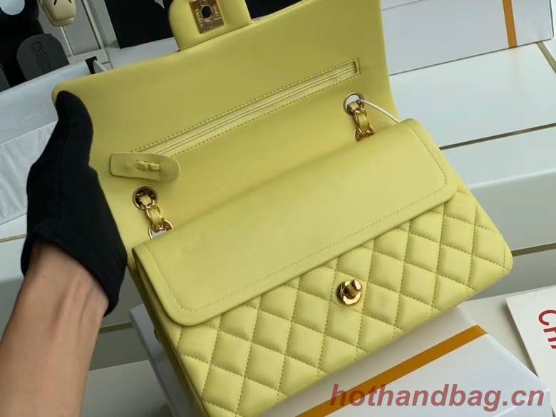 chanel classic handbag Lambskin & gold Metal A01112 lemon
