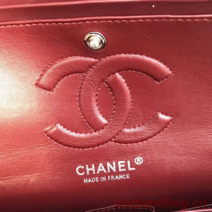 chanel classic handbag Lambskin & silver Metal A01112 Burgundy