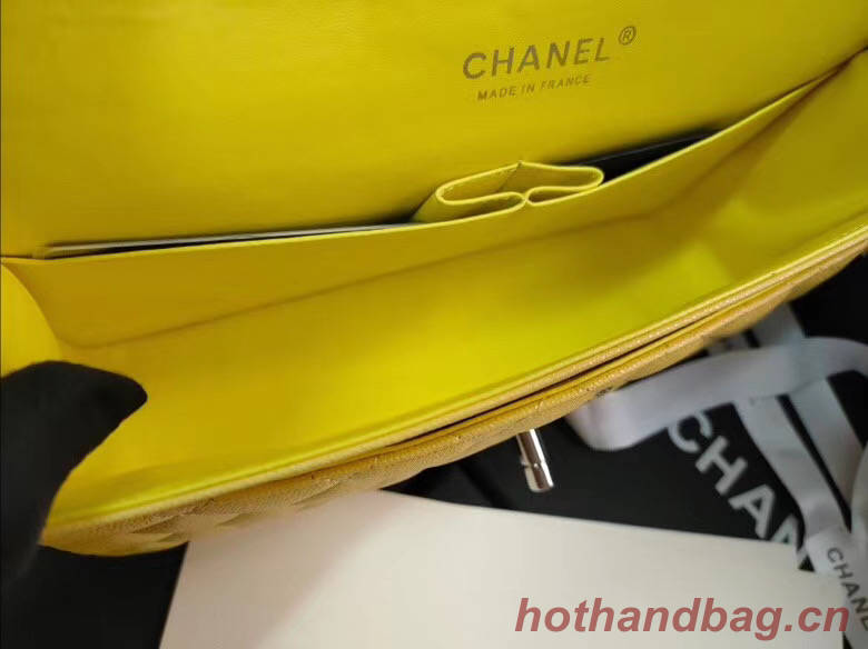 chanel flap bag Iridescent Grained Calfskin&silver Metal -Tone AS1112 yellow
