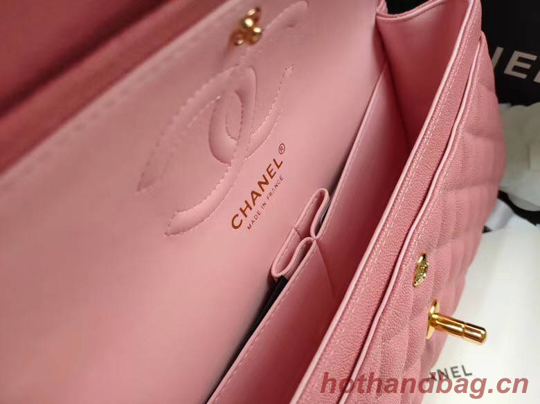 chanel flap bag Iridescent Grained Calfskin&Gold-Tone AS1112 pink