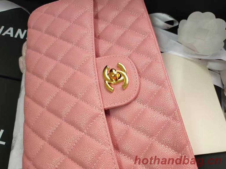 chanel flap bag Iridescent Grained Calfskin&Gold-Tone AS1112 pink