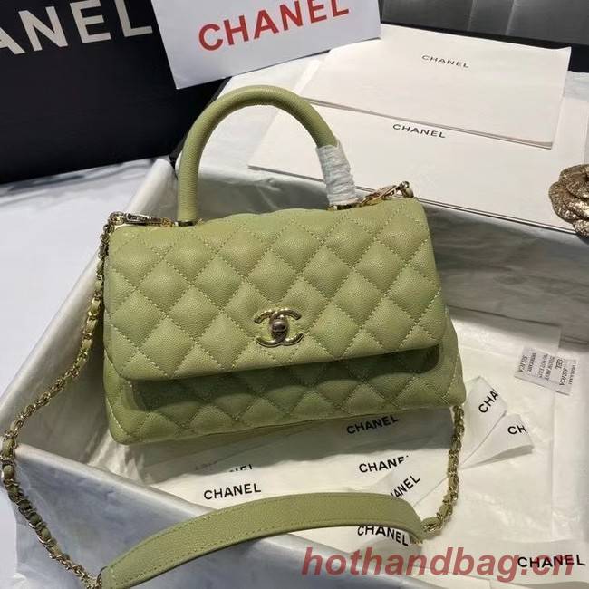 Chanel coco mini flap bag with top handle A92995 Avocado Green