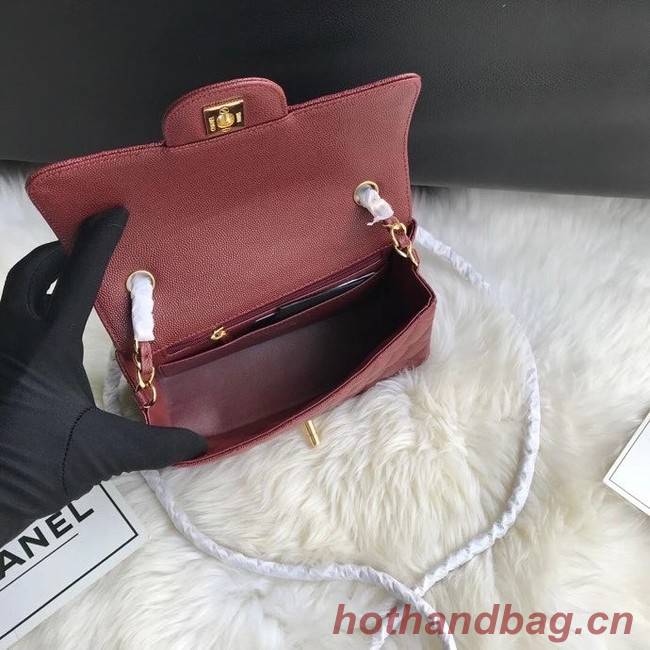 Chanel mini flap bag Grained Calfskin A1116 Burgundy
