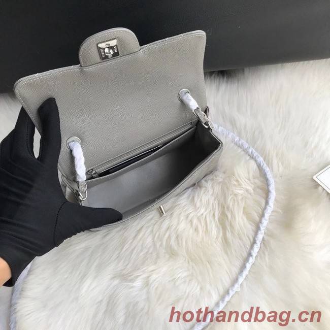 Chanel mini flap bag Grained Calfskin A1116 gray