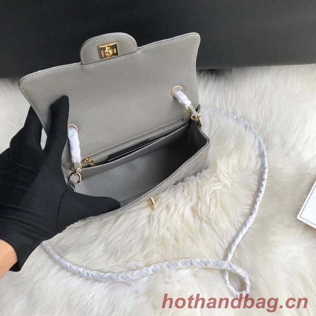 Chanel mini flap bag Grained Calfskin A1116 gray