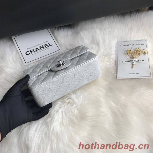Chanel mini flap bag Grained Calfskin A1116 silver