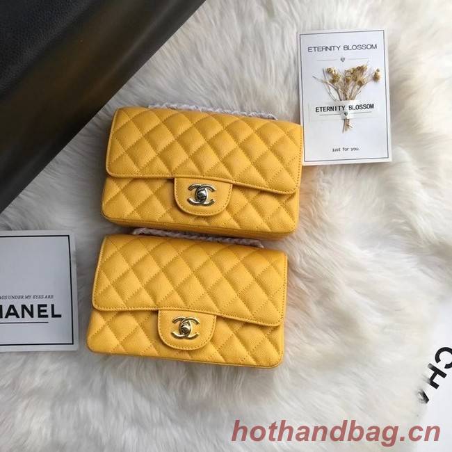 Chanel mini flap bag Grained Calfskin A1116 yellow