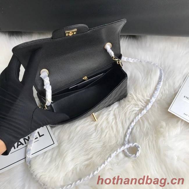 Chanel mini flap bag Grained Calfskin &GOLD-Tone Metal A1116 black