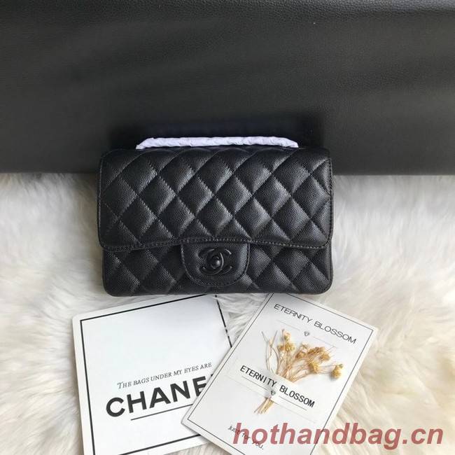 Chanel mini flap bag Grained Calfskin &black-Tone Metal A1116 black 