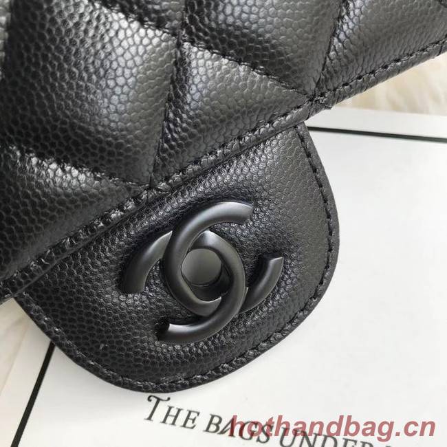 Chanel mini flap bag Grained Calfskin &black-Tone Metal A1116 black 