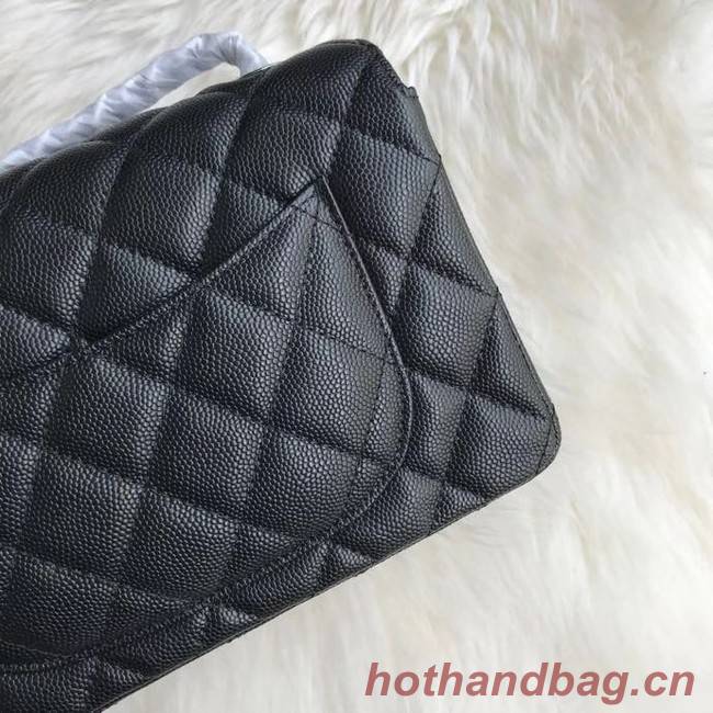 Chanel mini flap bag Grained Calfskin &silver-Tone Metal A1116 black