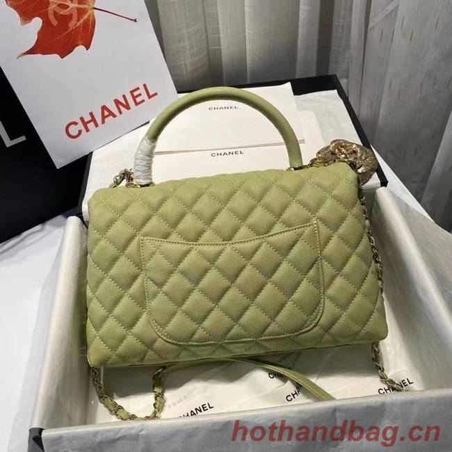 Chanel coco flap bag with top handle A92991 Avocado Green