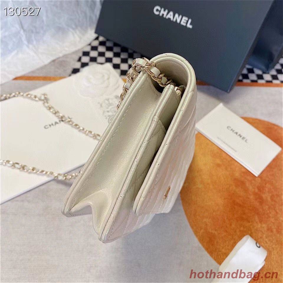 Chanel WOC Original Sheepskin Leather Flap cross-body bag V33814 Pearlescent white Silver chain