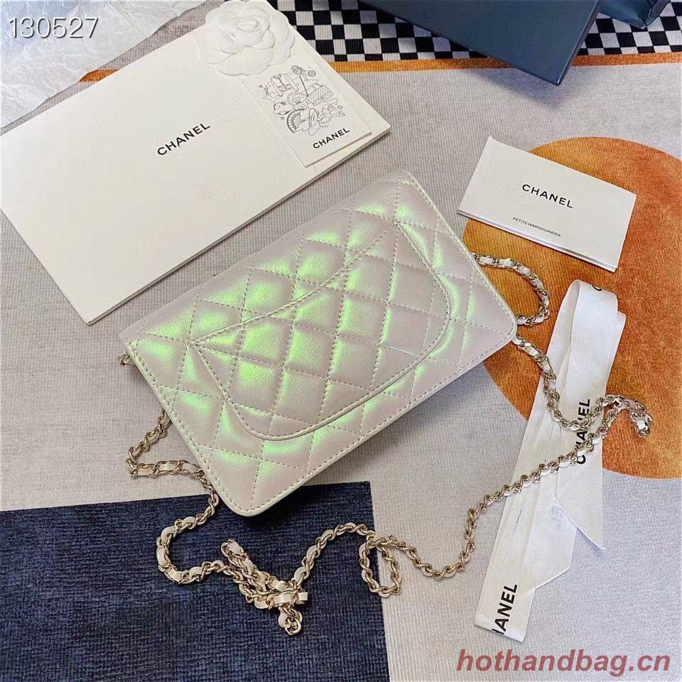 Chanel WOC Original Sheepskin Leather Flap cross-body bag V33814 Pearlescent white Silver chain