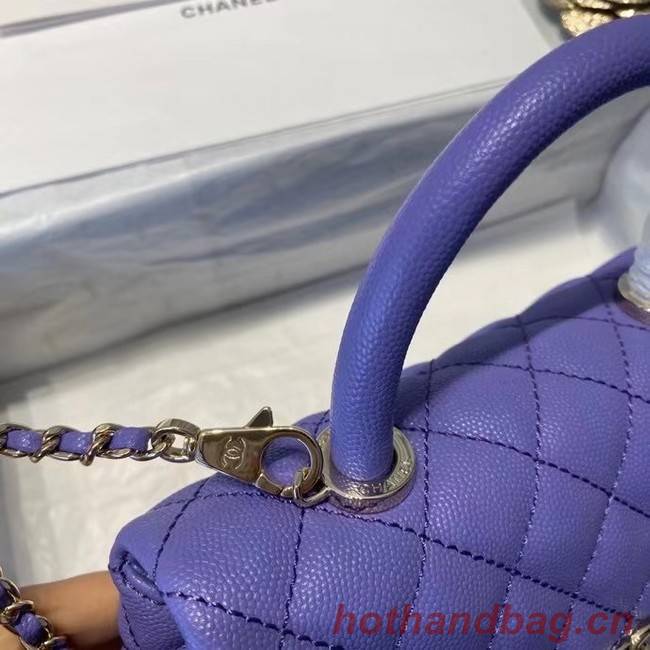 Chanel flap bag with top handle A92990 purple