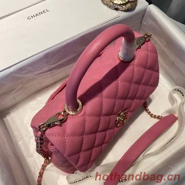 Chanel flap bag with top handle A92990 rose