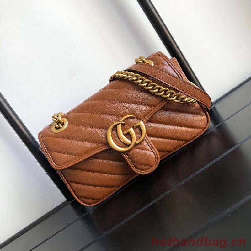 Gucci GG Marmont small shoulder bag 446744 Brown