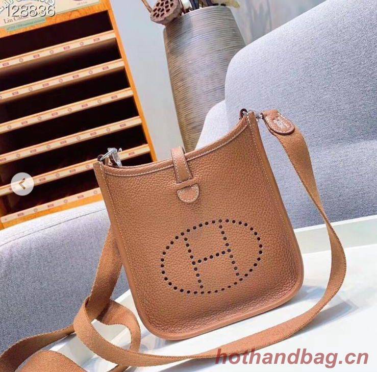 Hermes Evelyne original togo leather mini Shoulder Bag H15698 Brown