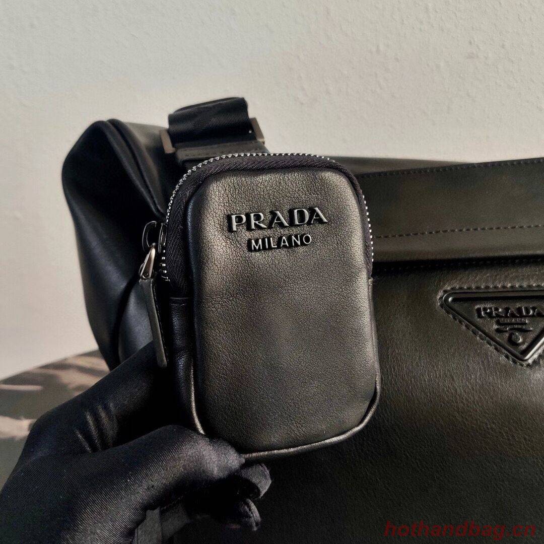 Prada Leather shoulder bag 2VH125 black Prada Leather shoulder bag 2VH125 black