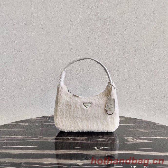 Prada Shearling tote mini-bag 1NE515 white