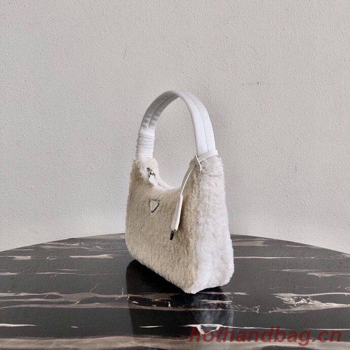 Prada Shearling tote mini-bag 1NE515 white