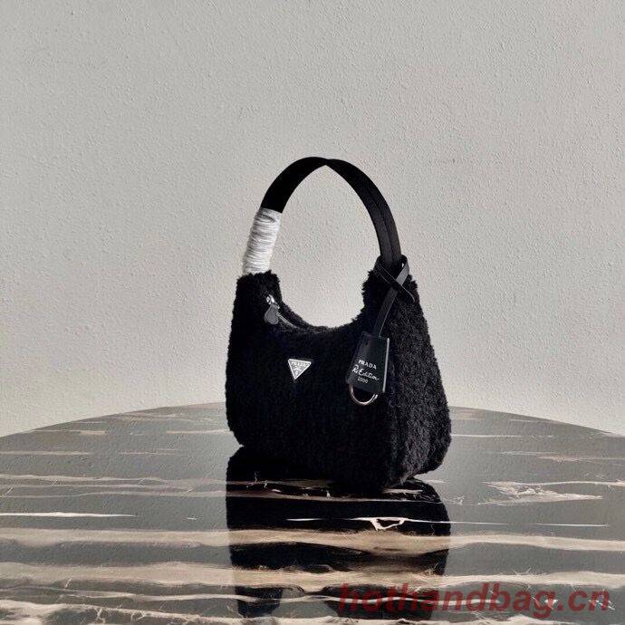 Prada Shearling tote mini-bag 1NE515 black
