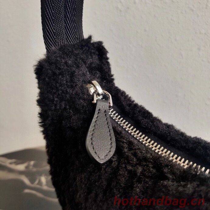 Prada Shearling tote mini-bag 1NE515 black