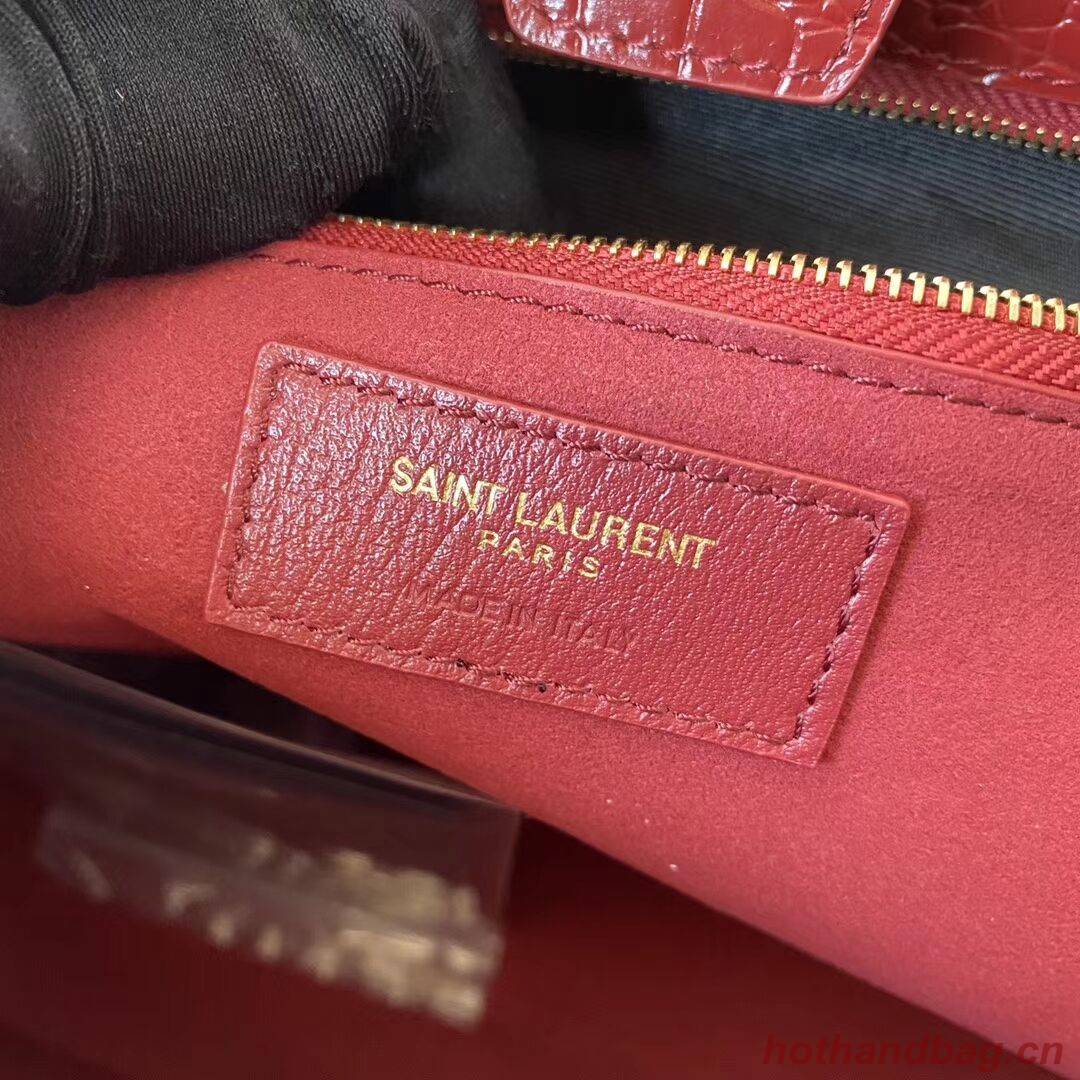 SAINT LAURENT CASSANDRA IN CROCODILE-EMBOSSED SHINY LEATHER Y862028 red