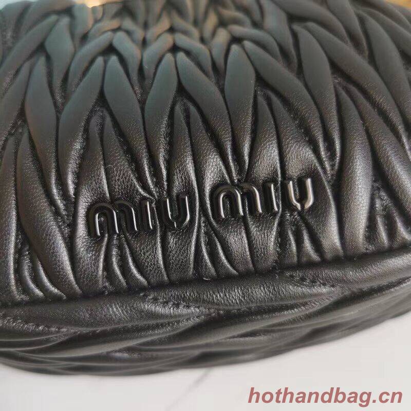 miu miu Matelasse Nappa Leather Shoulder Bag 5BB016L black