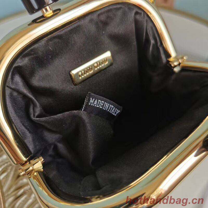 miu miu Matelasse Nappa Leather Shoulder Bag 5BB016L gold