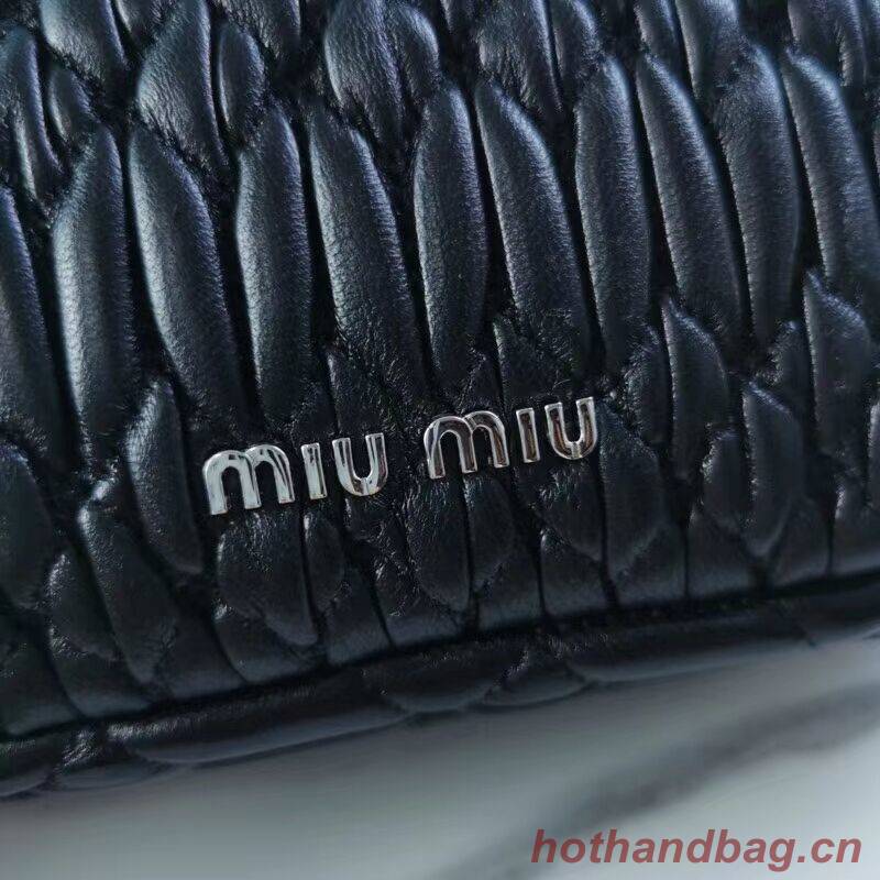 miu miu Matelasse Nappa Leather Shoulder Bag 5BP012M black