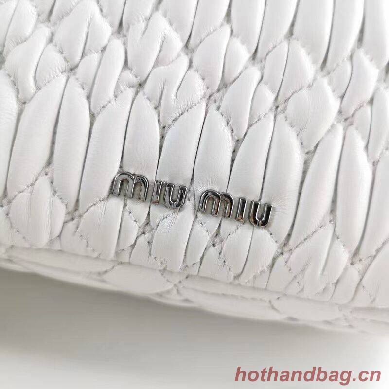 miu miu Matelasse Nappa Leather Shoulder Bag 5BP012M white