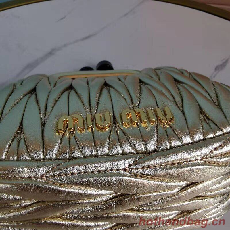miu miu Matelasse Nappa Leather mini Shoulder Bag 5BB017S gold