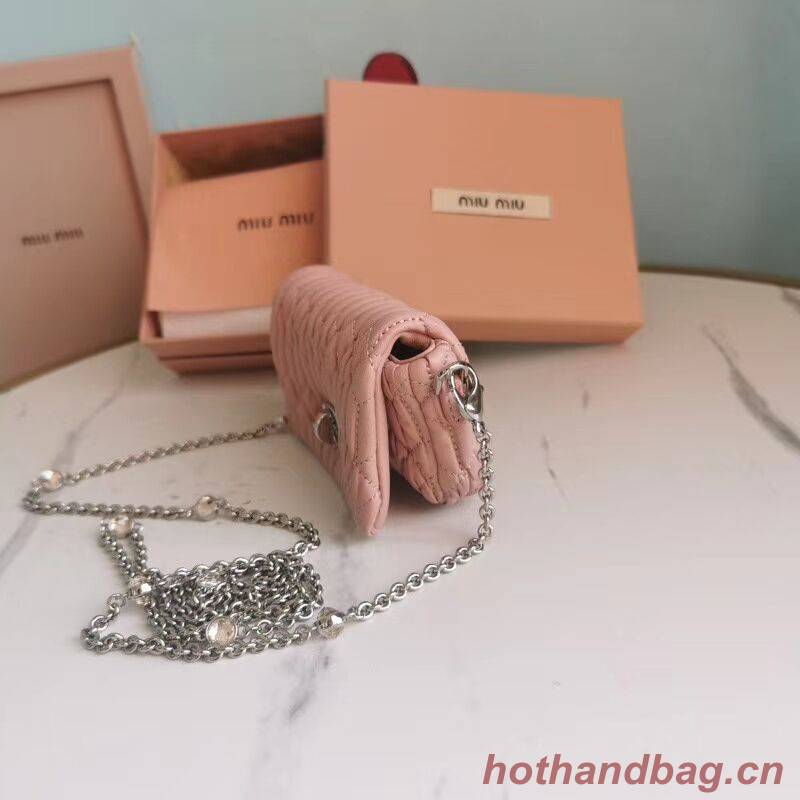 miu miu Matelasse Nappa Leather mini Shoulder Bag 5TT124 pink