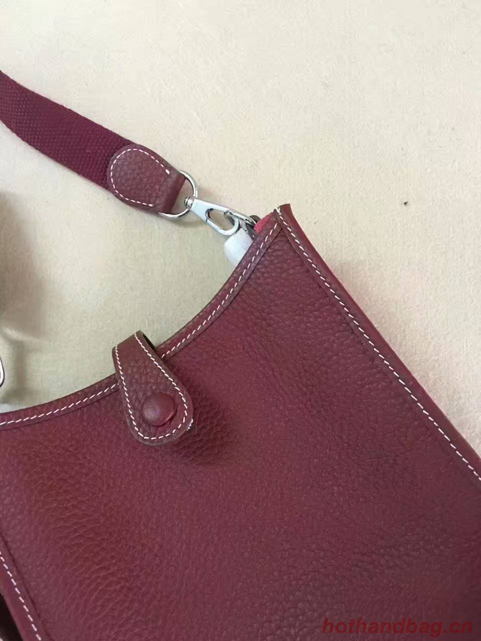 Hermes Evelyne original togo leather mini Shoulder Bag H15698 Burgundy