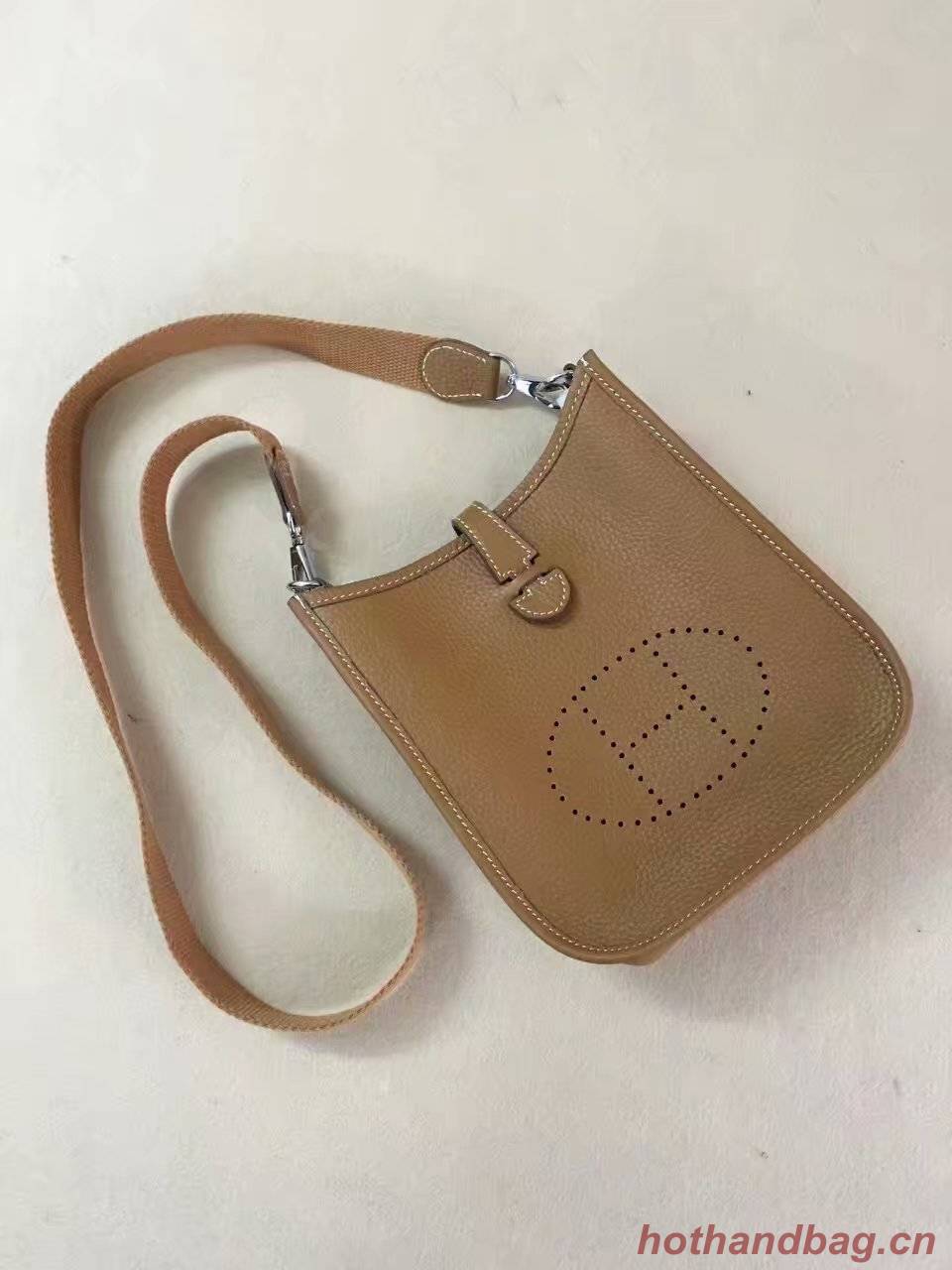 Hermes Evelyne original togo leather mini Shoulder Bag H15698 brown