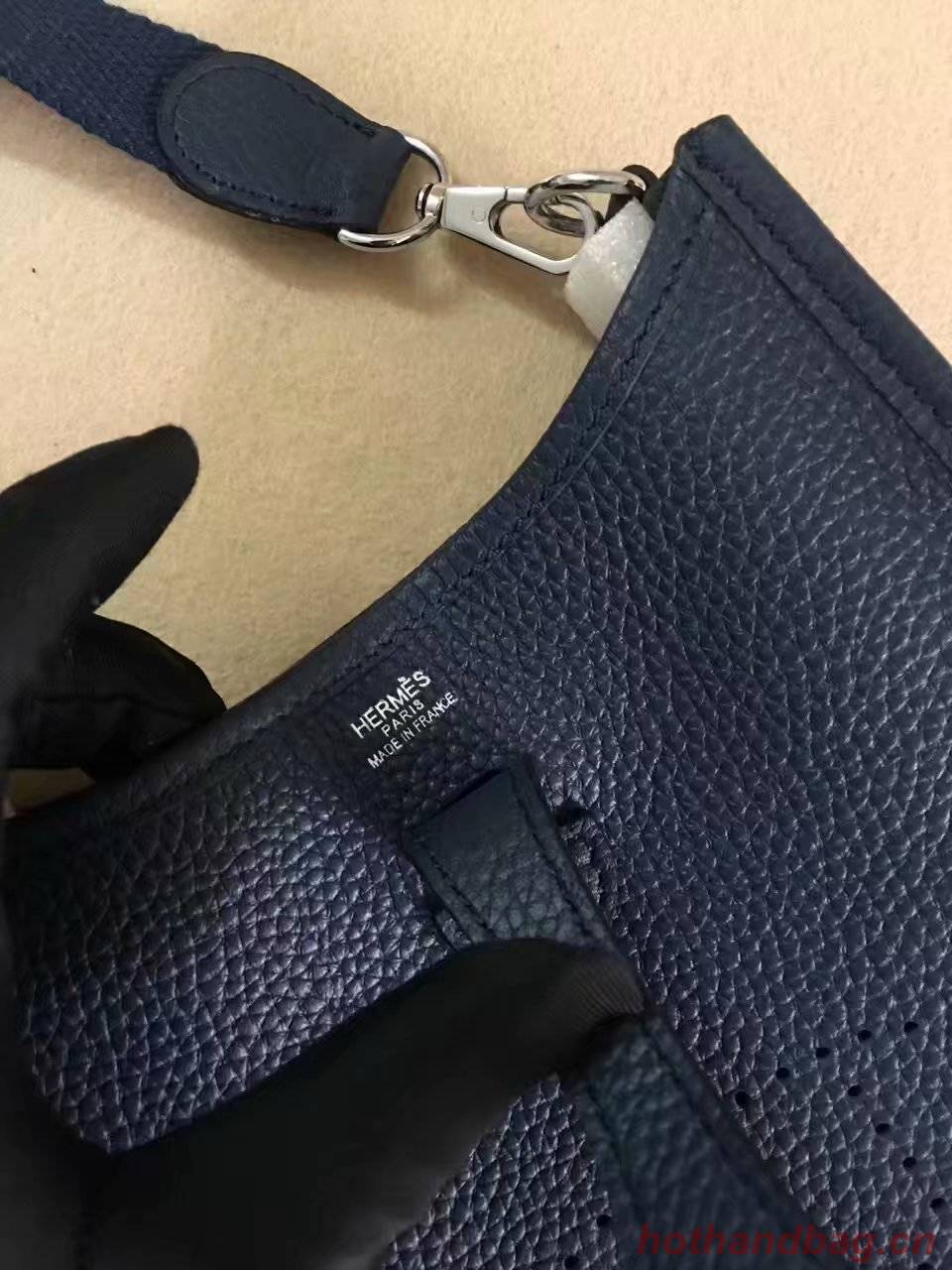 Hermes Evelyne original togo leather mini Shoulder Bag H15698 dark blue