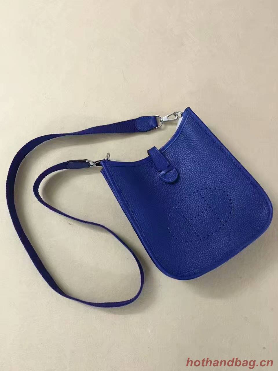Hermes Evelyne original togo leather mini Shoulder Bag H15698  optic blue