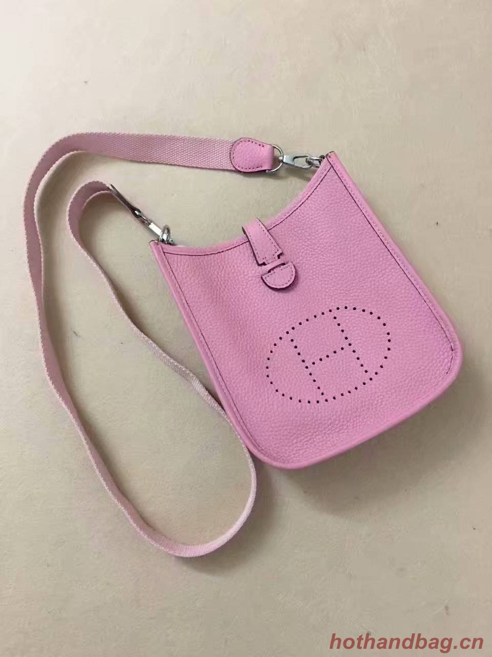 Hermes Evelyne original togo leather mini Shoulder Bag H15698 pink