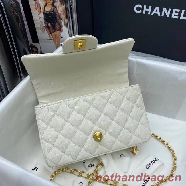 CHANEL mini flap bag with top handle AS2431 White