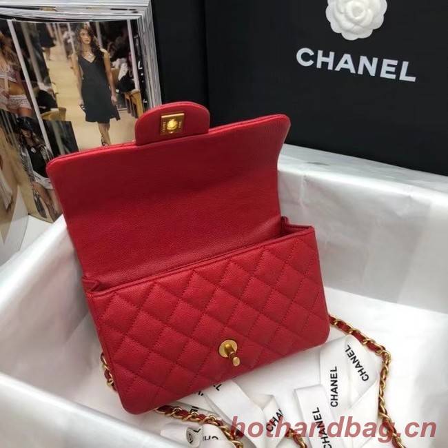 CHANEL mini flap bag with top handle AS2431 red