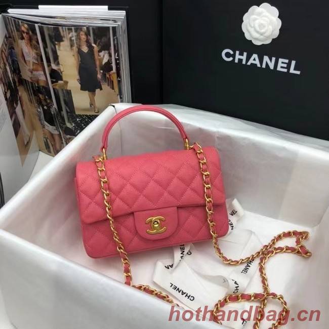 CHANEL mini flap bag with top handle AS2431 rose 
