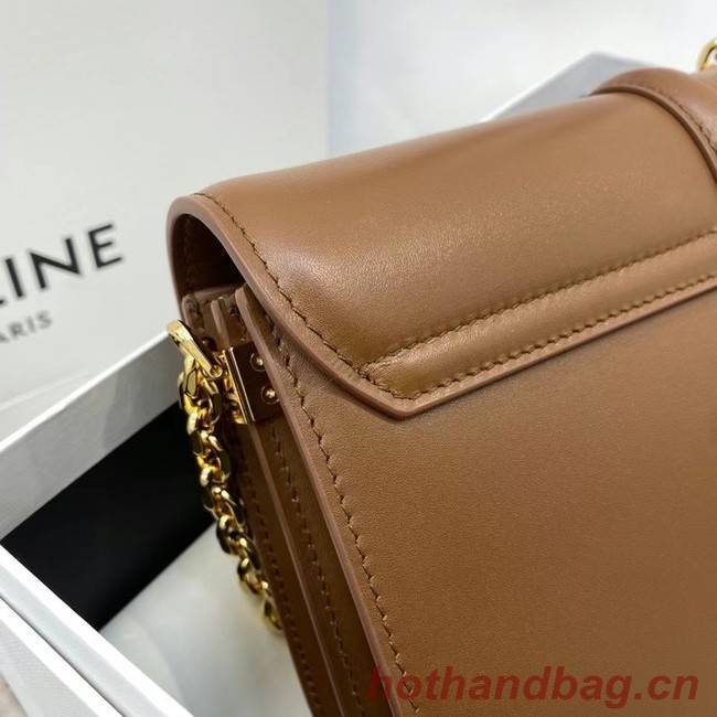 Celine TRIOMPHE SHOULDER BAG IN SHINY CALFSKIN 194023 brown