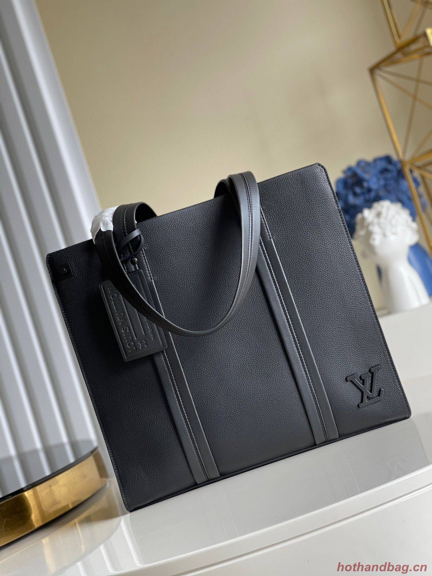 Louis Vuitton Original Leather Aerogram Tote Bag M57308 Black