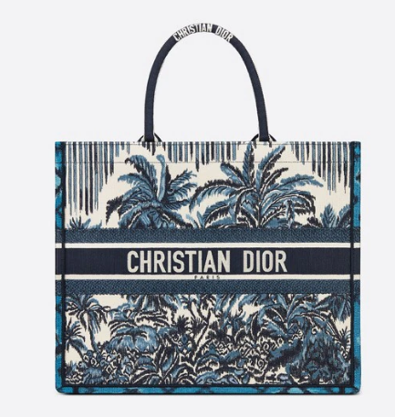 DIOR BOOK TOTE Blue Dior Palms Embroidery M1286
