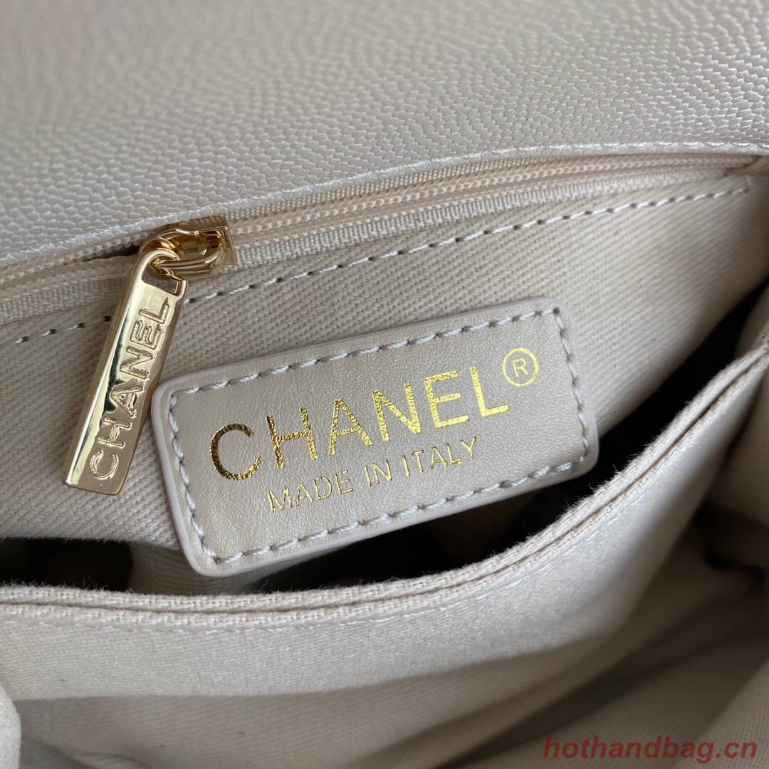 Chanel coco mini flap bag with top handle AS2215 white