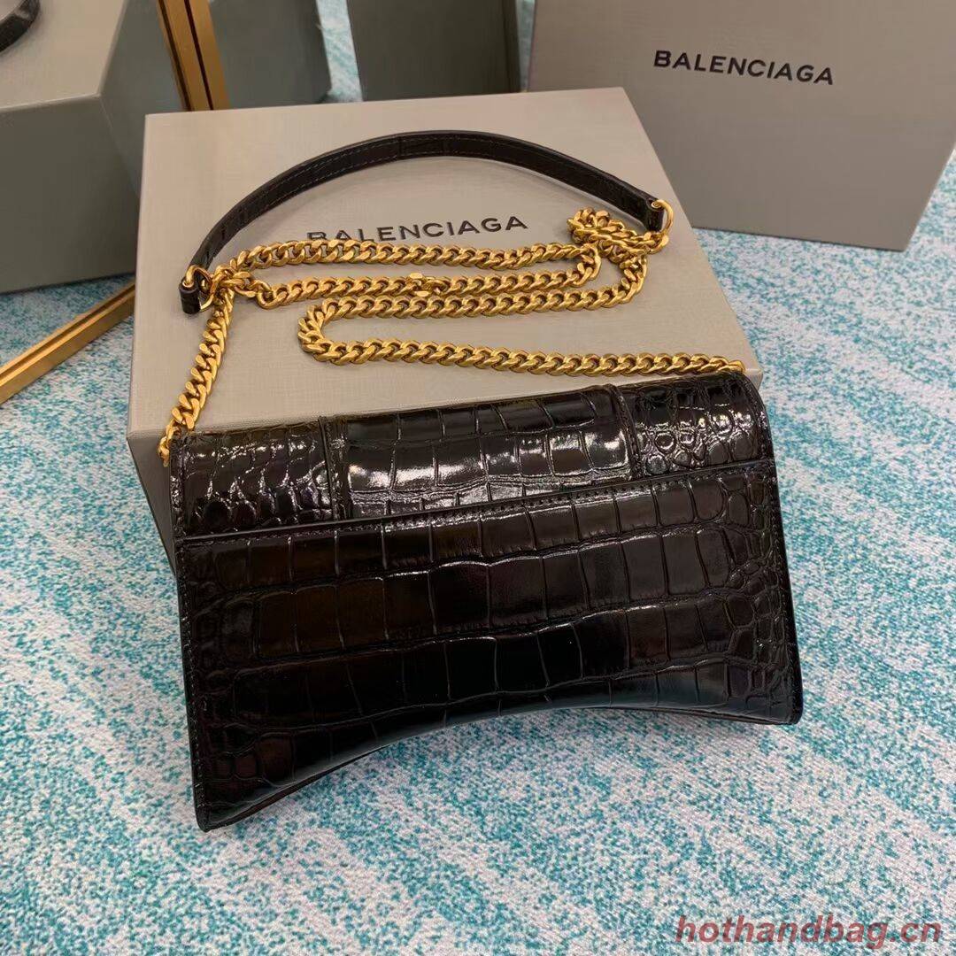 Balenciaga HOURGLASS CHAIN BAG B164497 black&aged-gold hardware